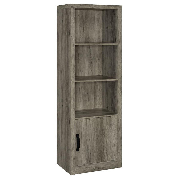 Burke - 3-Shelf Media Tower With Storage Cabinet - Gray Driftwood Sacramento Furniture Store Furniture store in Sacramento