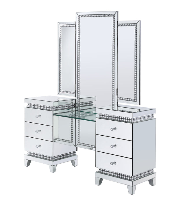 Lotus - Vanity Desk - Mirrored & Faux Crystals Sacramento Furniture Store Furniture store in Sacramento