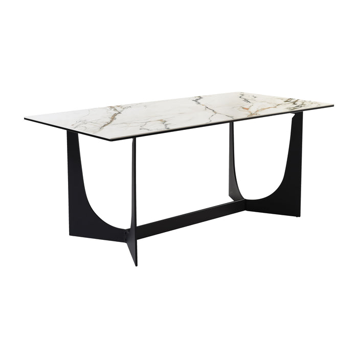 Esme - Dining Table Stone And Metal - Gray / Black