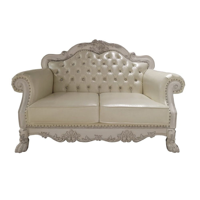 Dresden Loveseat - PU & Bone White Finish