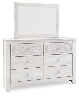 Paxberry - Whitewash - Dresser, Mirror - Medallion Drawer Pulls Sacramento Furniture Store Furniture store in Sacramento