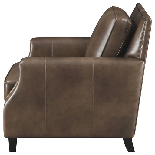 Leaton - Upholstered Recessed Arm Chair - Brown Sugar Sacramento Furniture Store Furniture store in Sacramento