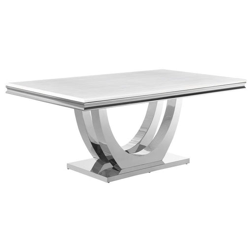 Kerwin - Rectangle Faux Marble Top Dining Table - White And Chrome Sacramento Furniture Store Furniture store in Sacramento