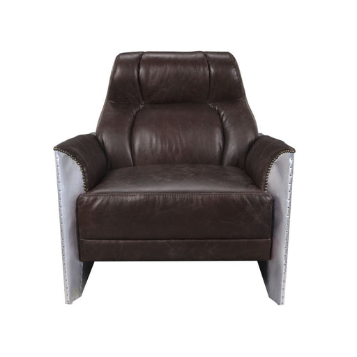Brancaster - Accent Chair - Espresso Top Grain Leather & Aluminum Sacramento Furniture Store Furniture store in Sacramento