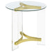 Janessa - Round Glass Top End Table With Acrylic Legs - Clear And Matte Brass Sacramento Furniture Store Furniture store in Sacramento