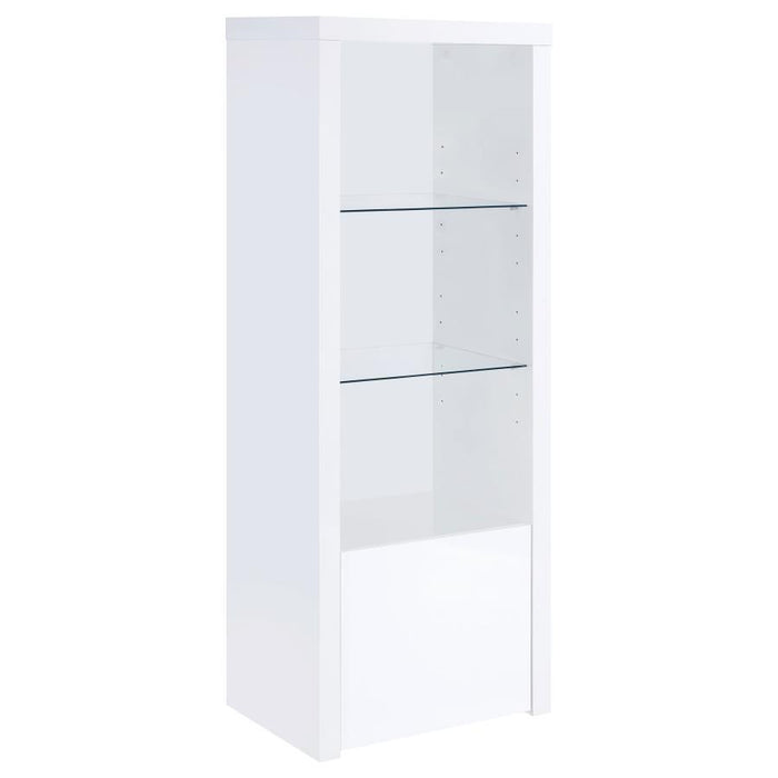 Jude - 3-Shelf Media Tower With Storage Cabinet - White High Gloss Sacramento Furniture Store Furniture store in Sacramento