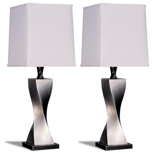 Keene - Square Shade Table Lamps (Set of 2) - White And Antique Silver Sacramento Furniture Store Furniture store in Sacramento