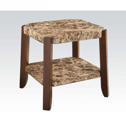 Dacia - End Table - Faux Marble & Brown Sacramento Furniture Store Furniture store in Sacramento