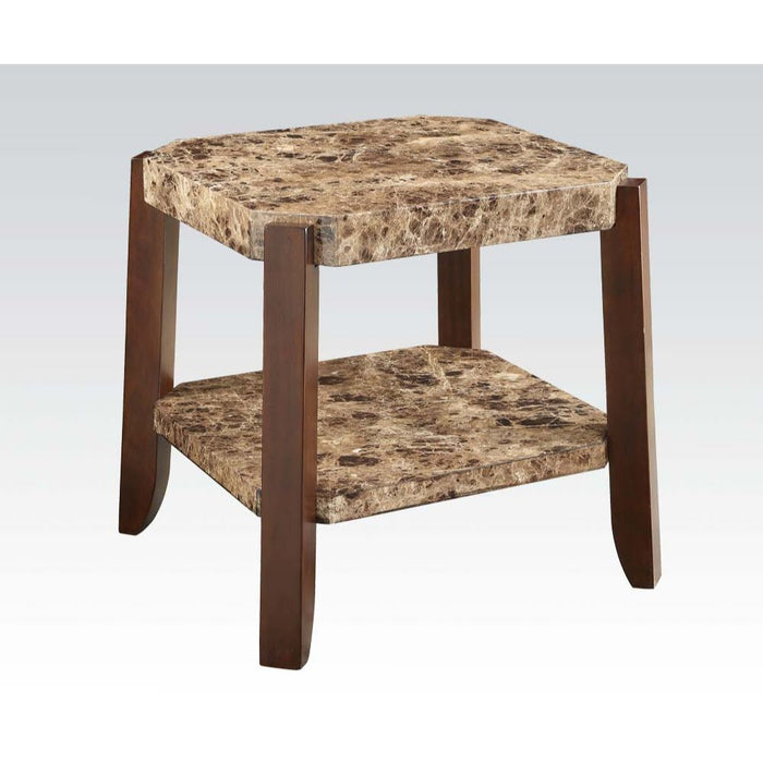 Dacia - End Table - Faux Marble & Brown Sacramento Furniture Store Furniture store in Sacramento