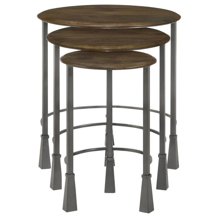 Deja - 3 Piece Round Nesting Table - Natural And Gunmetal Sacramento Furniture Store Furniture store in Sacramento