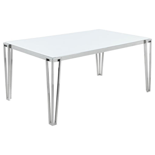 Pauline - Rectangular Dining Table With Metal Leg - White And Chrome Sacramento Furniture Store Furniture store in Sacramento