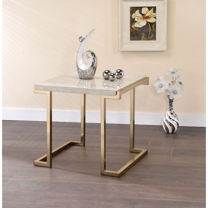 Boice II - End Table - Faux Marble & Champagne Sacramento Furniture Store Furniture store in Sacramento