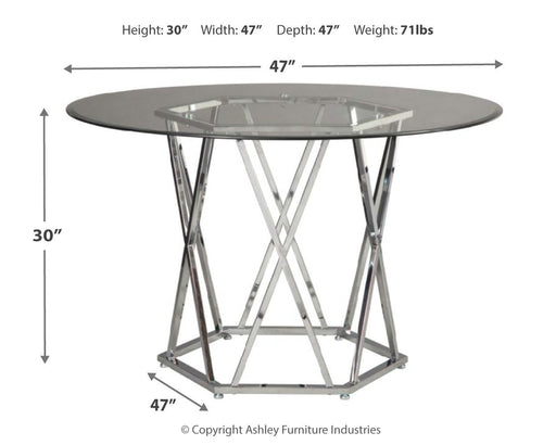 Madanere - Chrome Finish - Round Dining Room Table Sacramento Furniture Store Furniture store in Sacramento