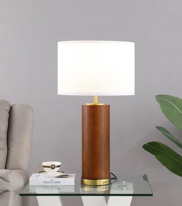 Aziel - Drum Shade Bedside Table Lamp - Cappuccino And Gold Sacramento Furniture Store Furniture store in Sacramento