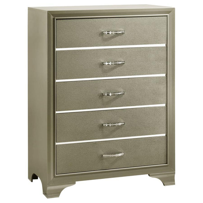 Beaumont - 5-Drawer Rectangular Chest - Champagne Sacramento Furniture Store Furniture store in Sacramento