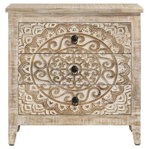 Mariska - 3-Drawer Wooden Accent Cabinet - White Distressed Sacramento Furniture Store Furniture store in Sacramento