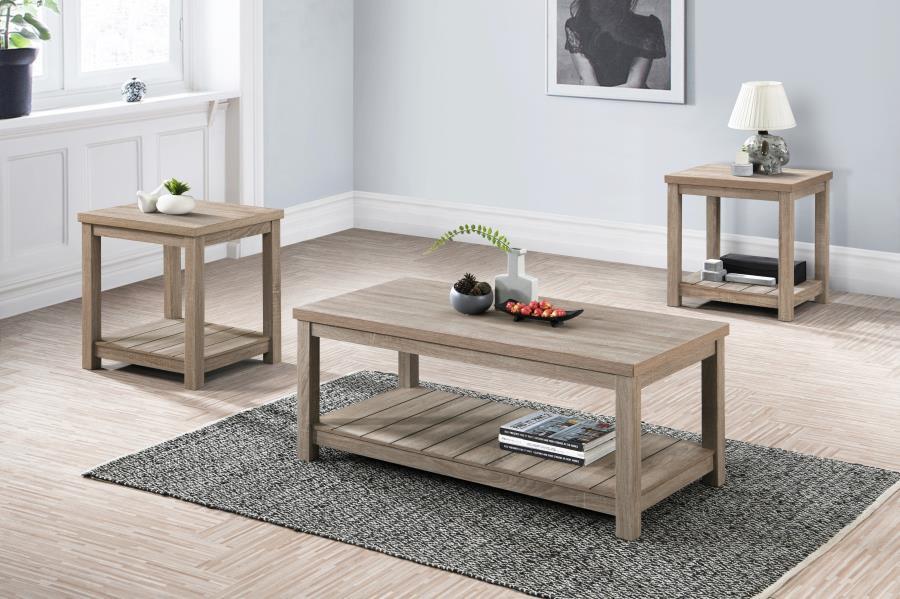 Colter - 3 Piece Occasional Set With Open Shelves - Greige Sacramento Furniture Store Furniture store in Sacramento