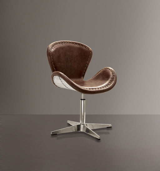 Brancaster - Accent Chair - Retro Brown Top Grain Leather & Aluminum - 33" Sacramento Furniture Store Furniture store in Sacramento