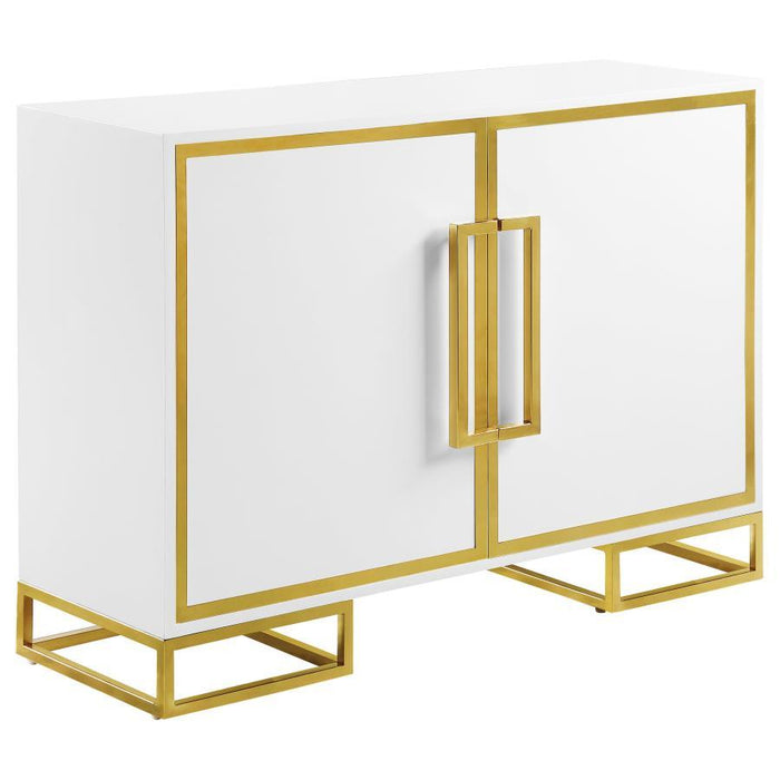 Elsa - 2-Door Accent Cabinet With Adjustable Shelves - White And Gold Sacramento Furniture Store Furniture store in Sacramento