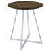 Burkhart - Sled Base Round Bar Table - Brown Oak And Chrome Sacramento Furniture Store Furniture store in Sacramento