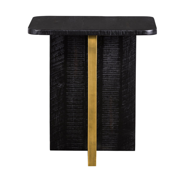 Monaco - Side Table With Antique Brass Accent - Black