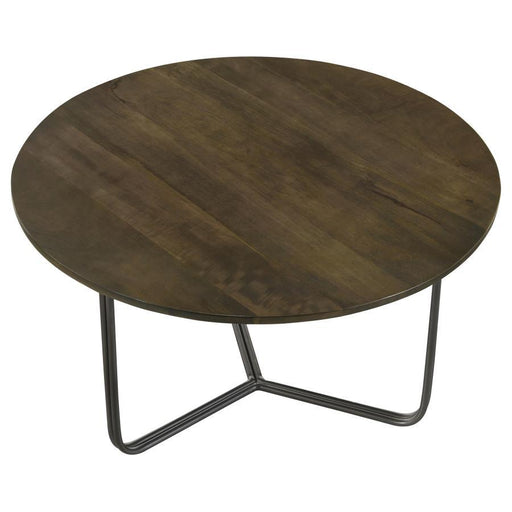 Yaritza - Round Accent Table With Triangle Wire Base - Natural And Gunmetal Sacramento Furniture Store Furniture store in Sacramento