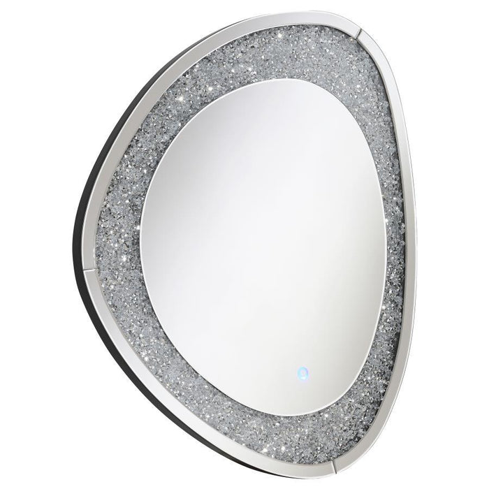 Mirage - Acrylic Crystals Inlay Wall Mirror With Led Lights - Silver Sacramento Furniture Store Furniture store in Sacramento