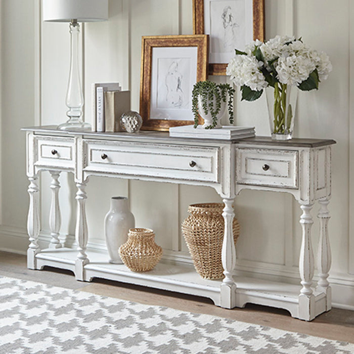 Magnolia Manor - 3 Drawer Hall Console Table - White