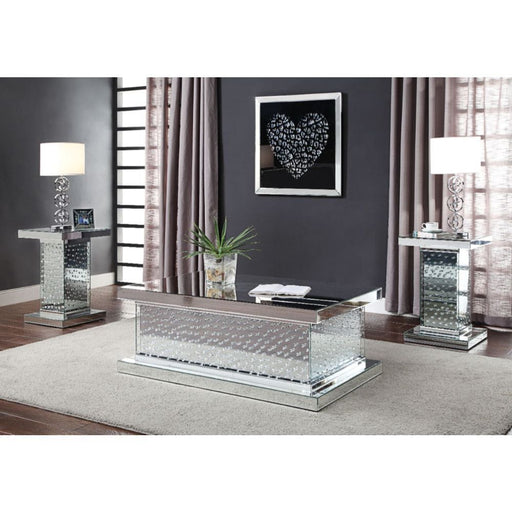 Nysa - Coffee Table - Mirrored & Faux Crystals - 18" Sacramento Furniture Store Furniture store in Sacramento