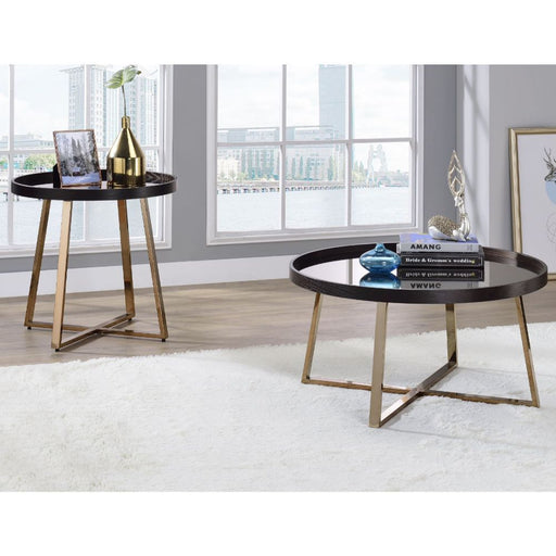 Hepton - Coffee Table - Mirrored, Walnut & Champagne Sacramento Furniture Store Furniture store in Sacramento