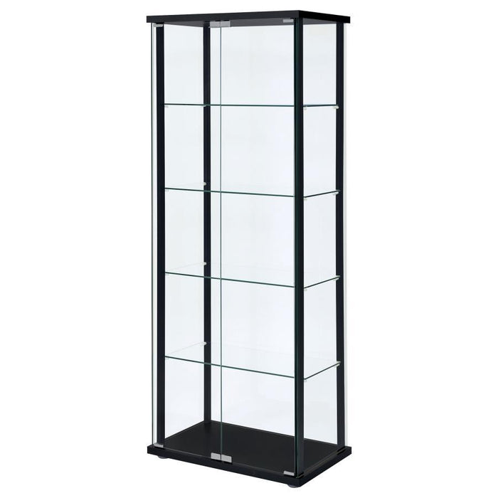 Delphinium - 5-Shelf Glass Curio Cabinet - Black And Clear Sacramento Furniture Store Furniture store in Sacramento