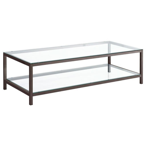 Trini - Coffee Table With Glass Shelf - Black Nickel Sacramento Furniture Store Furniture store in Sacramento