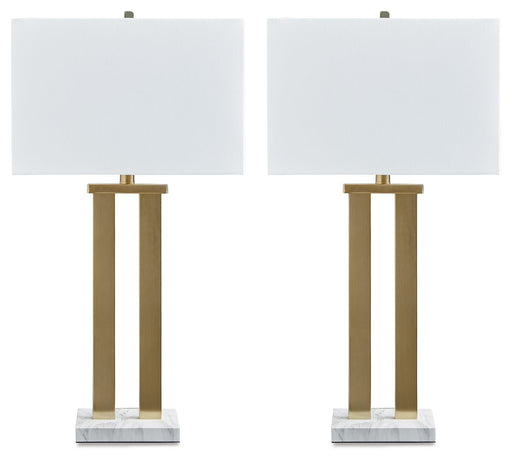 Coopermen - Gold Finish / White - Metal Table Lamp (Set of 2) Sacramento Furniture Store Furniture store in Sacramento