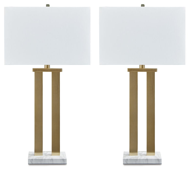 Coopermen - Gold Finish / White - Metal Table Lamp (Set of 2) Sacramento Furniture Store Furniture store in Sacramento