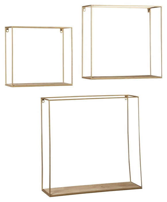 Efharis - Natural / Gold Finish - Wall Shelf Set (Set of 3) Sacramento Furniture Store Furniture store in Sacramento
