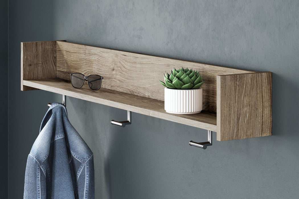 Oliah - Natural - Wall Mounted Coat Rack W/shelf Sacramento Furniture Store Furniture store in Sacramento