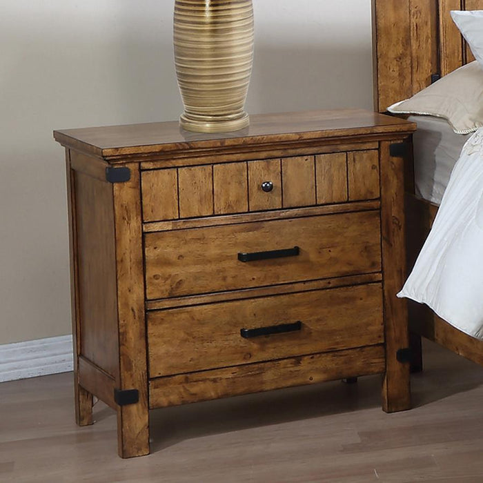 Brenner - 3-Drawer Night Stand - Rustic Honey Sacramento Furniture Store Furniture store in Sacramento