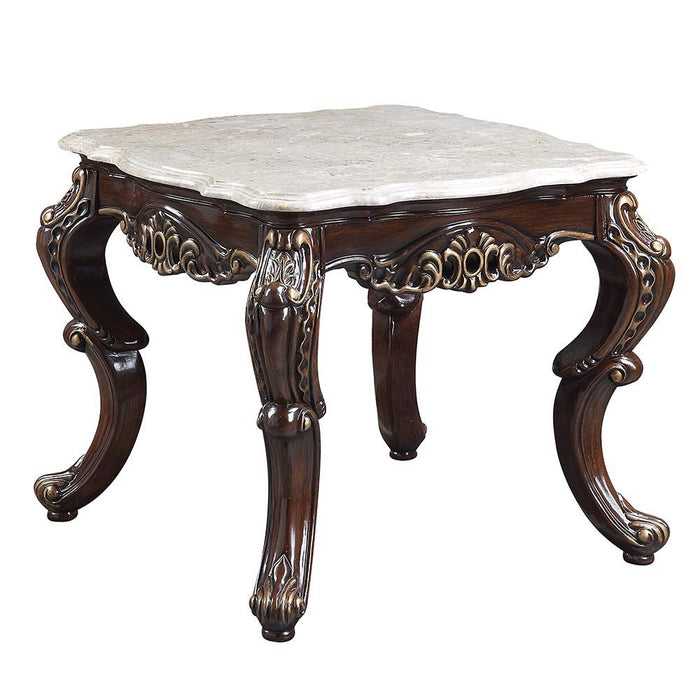 Benbek - End Table - Marble & Antique Oak Finish Sacramento Furniture Store Furniture store in Sacramento