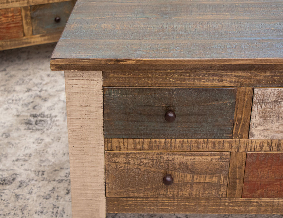 Antique - Multi-Drawer Cocktail Table With 8 Drawers - Multicolor