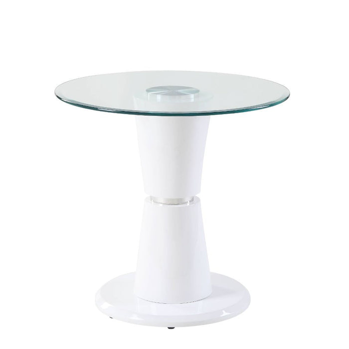 Kavi - End Table - Clear Glass & White High Gloss