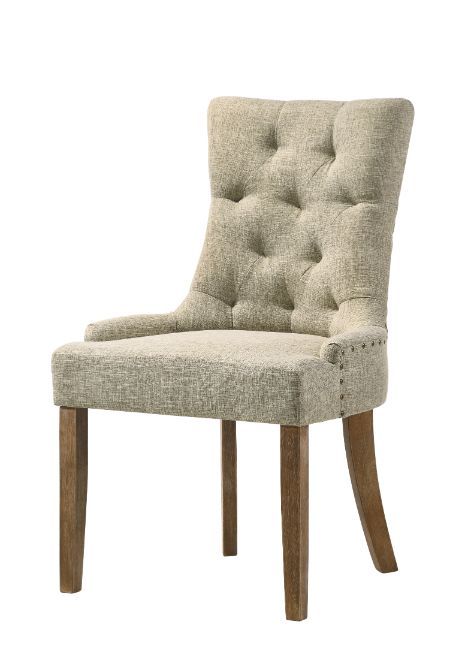 Yotam - Side Chair (Set of 2) - Beige Fabric & Salvaged Oak Finish Sacramento Furniture Store Furniture store in Sacramento