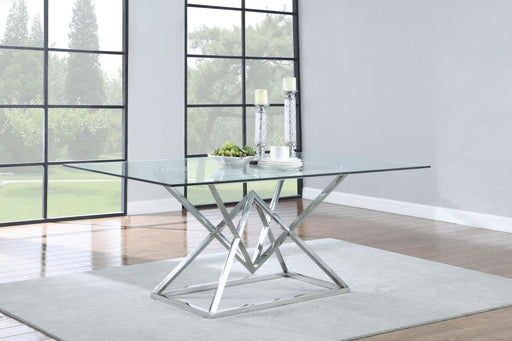 Beaufort - Rectangle Glass Top Dining Table - Chrome Sacramento Furniture Store Furniture store in Sacramento