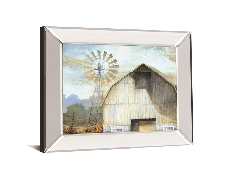 Barn Country By White Ladder - Mirror Framed Print Wall Art - Beige