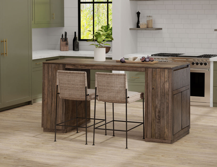 Mezquite - 2 Drawer 4 Door Kitchen Island - Mezquite Brown