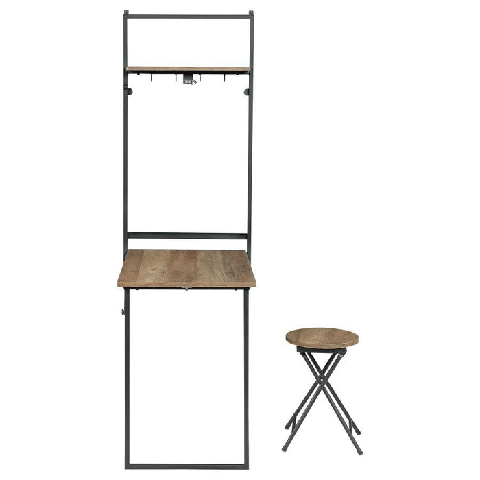 Riley - Foldable Wall Desk With Stool - Rustic Oak And Sandy Black Sacramento Furniture Store Furniture store in Sacramento