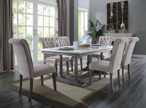 Yabeina - Dining Table - Marble Top & Gray Oak Finish Sacramento Furniture Store Furniture store in Sacramento