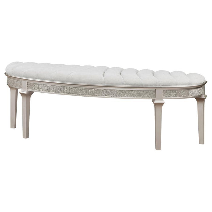 Evangeline - Upholstered Demilune Bench - Ivory And Silver Oak Sacramento Furniture Store Furniture store in Sacramento