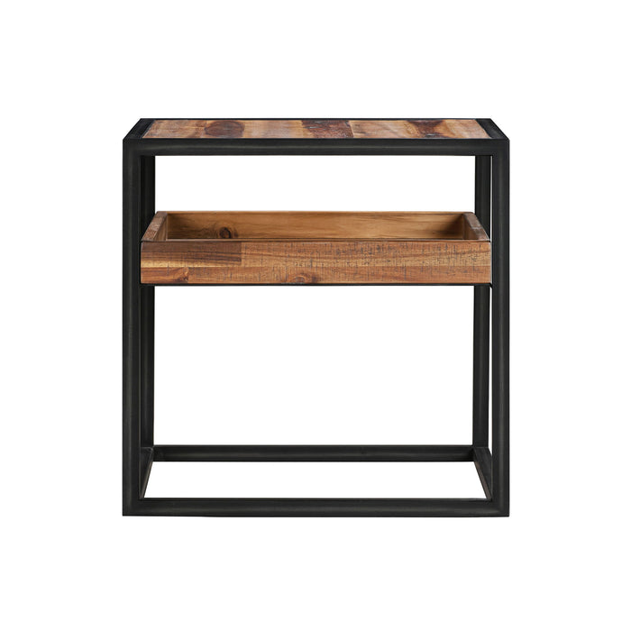 Ludgate - Square End Table / Shelf - Acacia / Black