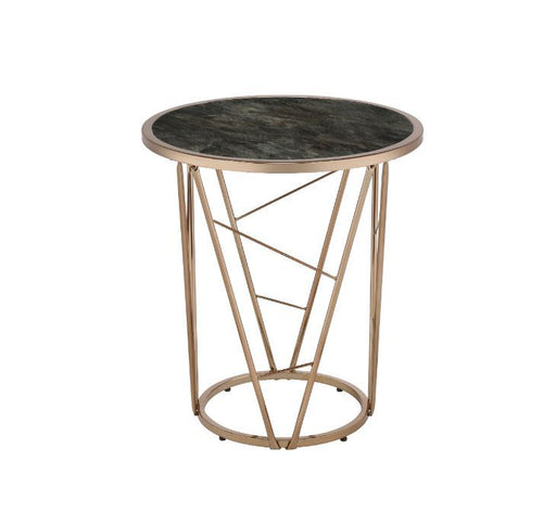 Cicatrix - End Table - Faux Black Marble Glass & Champagne Finish Sacramento Furniture Store Furniture store in Sacramento