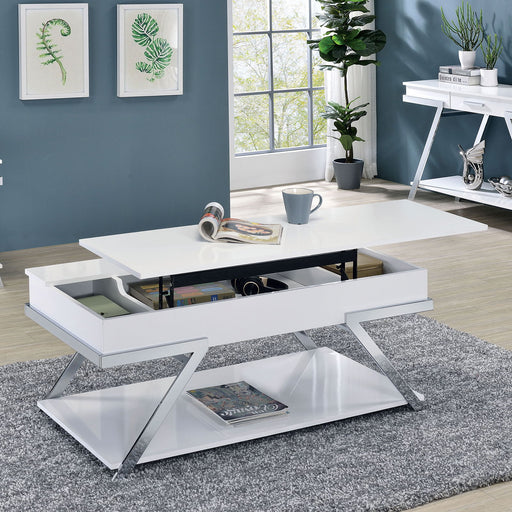 Titus - Coffee Table - White / Chrome Sacramento Furniture Store Furniture store in Sacramento